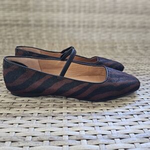 Brown and Black Striped Women's Flats
